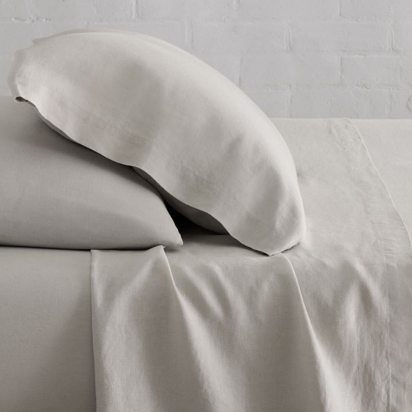 West Elm European Flax Linen Sheet Set Frost Gray, Size King, Retail $309.00US - Picture 1 of 16